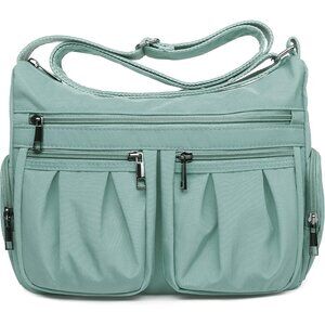 Women Light Green-Nylon Water Resistant Anti Theft Travel Crossbody Shoulder Bag